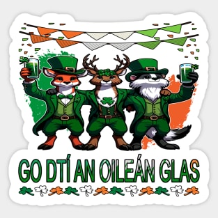 Irish Wildlife Toast, St. Paddys Trio Cheers Sticker